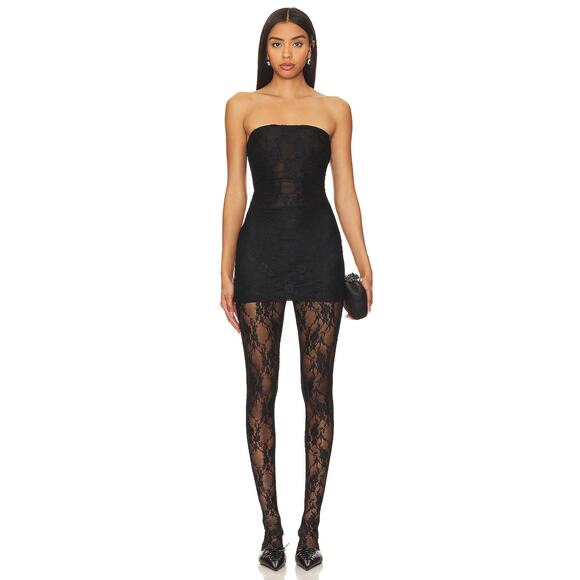 Somebodee The Bruna Lace Jumpsuit Dress Strapless Evening Goth Edgy Black Size S - Picture 2 of 12